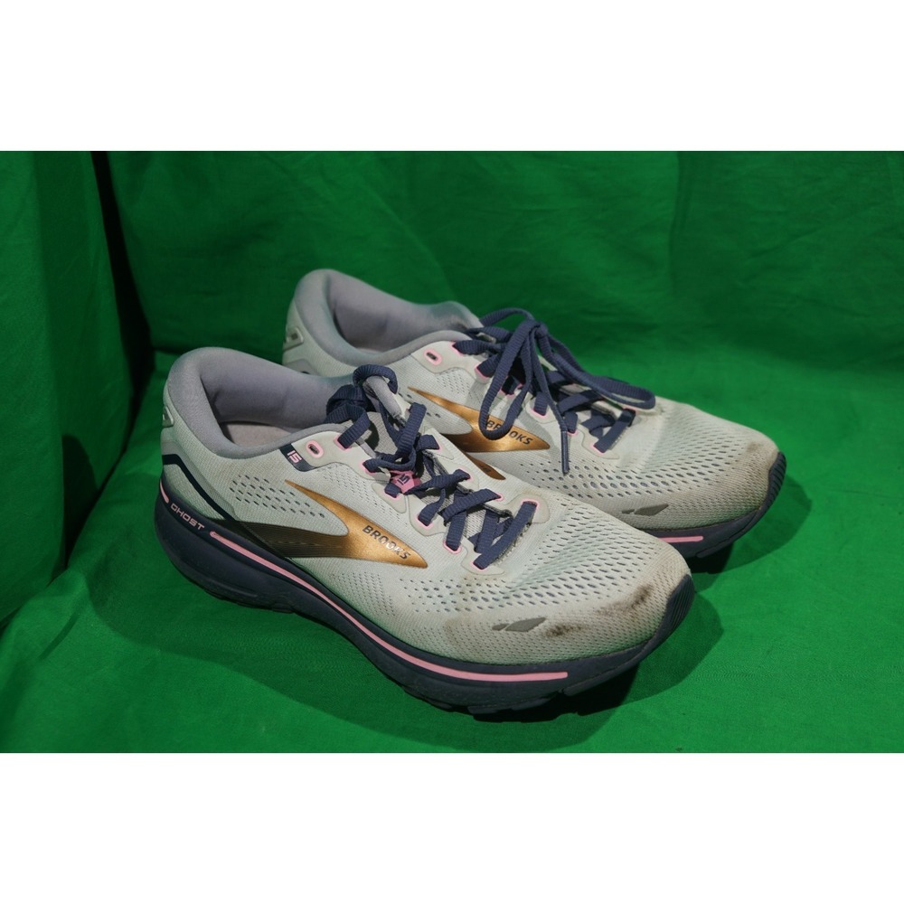 Brooks Womens Ghost 15 Gray Running Shoes Sneakers Size 8.5